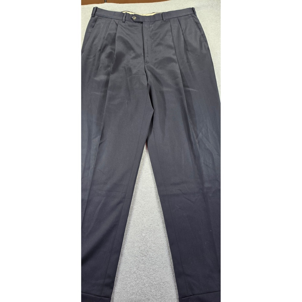 J.B. Britches Mens Pleated Cuffed Dress Pants 36 R Navy Blue Old Money Tailored